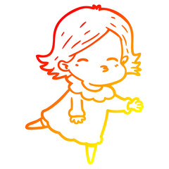 warm gradient line drawing cartoon woman