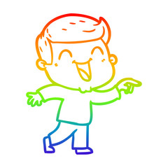 rainbow gradient line drawing cartoon man laughing