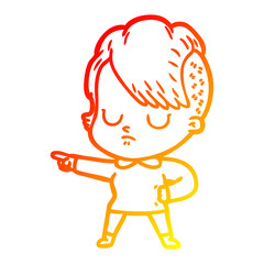 warm gradient line drawing cartoon woman