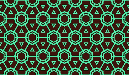 Fototapeta premium Modern pattern with curved line. Triangles, line, geometric elements. Vector illustration. Design for flyer, wallpaper, presentation, paper. Green colored