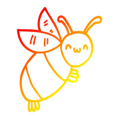 warm gradient line drawing cute cartoon bee
