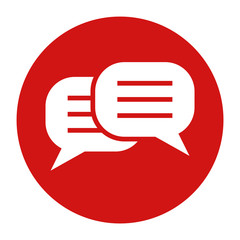 Conversation icon flat red round button vector illustration