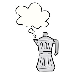 cartoon espresso maker and thought bubble