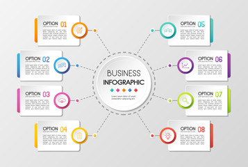 Fototapeta premium Circle infographic template with 8 steps. Vector