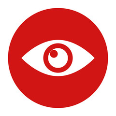 Eye icon flat red round button vector illustration