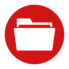 Folder icon flat red round button vector illustration