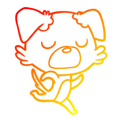 warm gradient line drawing cartoon dog