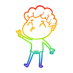 rainbow gradient line drawing cartoon man pouting