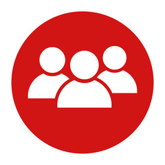 Group icon flat red round button vector illustration
