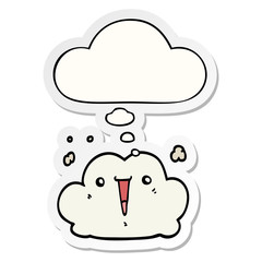 cute cartoon cloud and thought bubble as a printed sticker