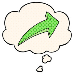 cartoon arrow and thought bubble in comic book style