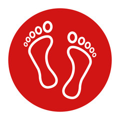 Human two footprints icon flat red round button vector illustration