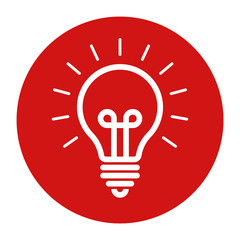 Lightbulb icon flat red round button vector illustration