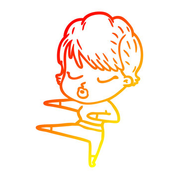 recommend clip art: warm gradient line drawing cartoon woman with eyes shut