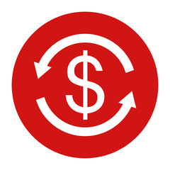 Money exchange dollar sign icon flat red round button vector illustration