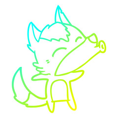 cold gradient line drawing cartoon howling wolf
