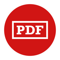 PDF icon flat red round button vector illustration
