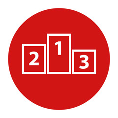 Podium icon flat red round button vector illustration