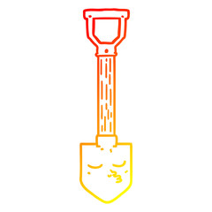 warm gradient line drawing cartoon shovel