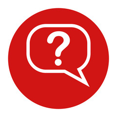 Question mark bubble icon flat red round button vector illustration