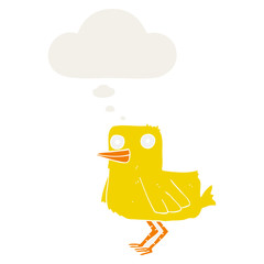 cartoon duck and thought bubble in retro style