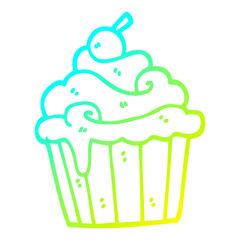 cold gradient line drawing cartoon cup cake