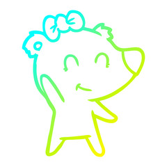 cold gradient line drawing female polar bear cartoon