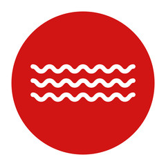 Sea waves icon flat red round button vector illustration