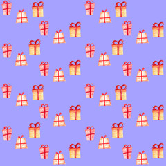 Seamless Christmas pattern with gift boxes.