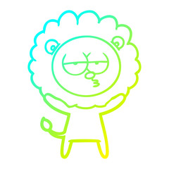 cold gradient line drawing cartoon bored lion