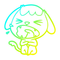 cold gradient line drawing cute cartoon dog
