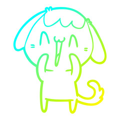 cold gradient line drawing cartoon laughing dog