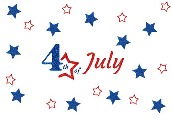 A brilliant blue number four and a red non-whole color. Concept 4th of july US independence day...
