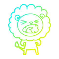 cold gradient line drawing cartoon angry lion