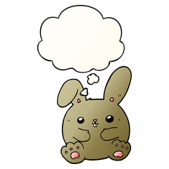 cartoon rabbit and thought bubble in smooth gradient style