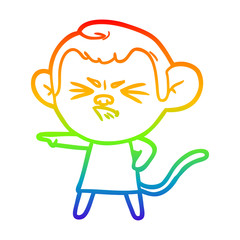 rainbow gradient line drawing cartoon annoyed monkey