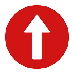 Up arrow icon flat red round button vector illustration
