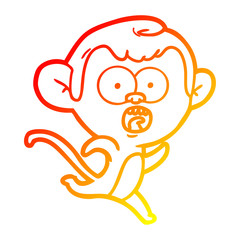 warm gradient line drawing cartoon shocked monkey