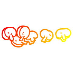 warm gradient line drawing cartoon chopped mushrooms