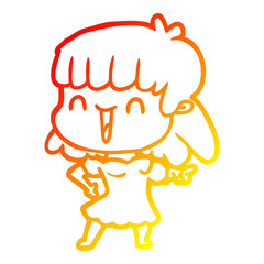 warm gradient line drawing cartoon woman