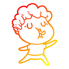warm gradient line drawing cartoon man singing