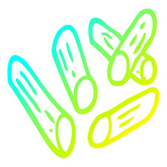 cold gradient line drawing cartoon pasta shapes