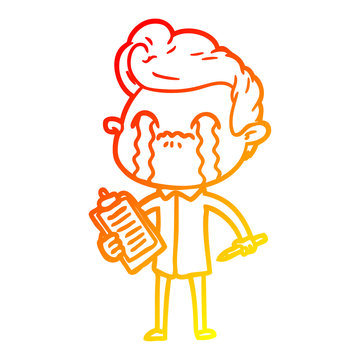 recommend clip art: warm gradient line drawing cartoon man crying