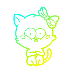 cold gradient line drawing cartoon cat