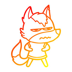 warm gradient line drawing cartoon annoyed wolf