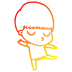 warm gradient line drawing cartoon calm boy