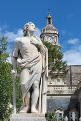 CATANIA, ITALY - APRIL 8, 2018: The statue of St. Sextus (Sixtus) in front of Basilica di...