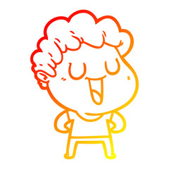 warm gradient line drawing laughing cartoon man