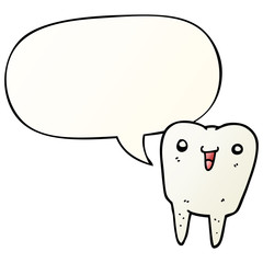 cartoon tooth and speech bubble in smooth gradient style