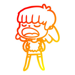 warm gradient line drawing cartoon woman talking loudly
